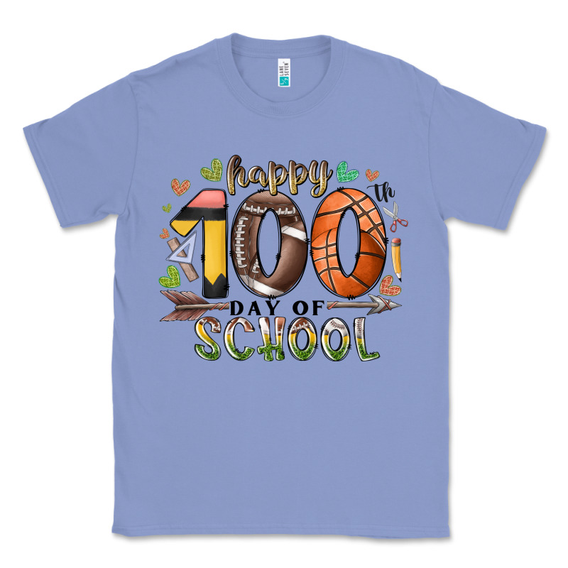 Happy 100 Americana Football Basketball Day Of Sch Classic Tee by RacoonDesign | Teevron