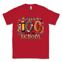 Red happy 100 americana football basketball day of sch Classic Tee - RacoonDesign