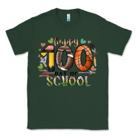 Sports Green happy 100 americana football basketball day of sch Classic Tee - RacoonDesign