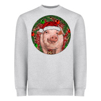 Heather Grey Pig Christmas Heavyweight Sweatshirt - RanaPortraitStore