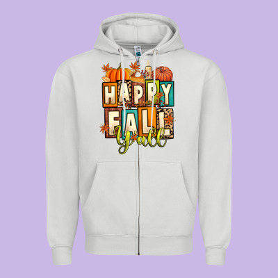 Happy Fall Y'all Zipper Hoodie Designed By Artiststas
