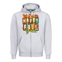 Heather Grey happy fall y'all Zipper Hoodie - Artiststas