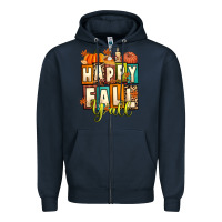Navy happy fall y'all Zipper Hoodie - Artiststas