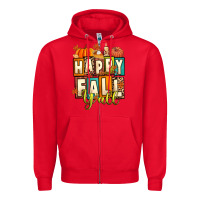 Red happy fall y'all Zipper Hoodie - Artiststas