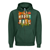 Sports Green happy fall y'all Zipper Hoodie - Artiststas