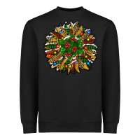 Black Leopard Christmas Sunflower Heavyweight Sweatshirt - RanaPortraitStore