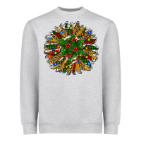 Heather Grey Leopard Christmas Sunflower Heavyweight Sweatshirt - RanaPortraitStore