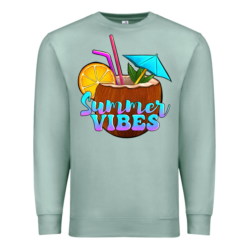 Summer Vibes Coconut Drink Premium Sweatshirt by Jasminsmagicworld | Teevron