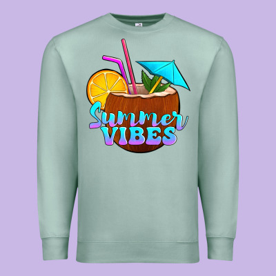 Summer Vibes Coconut Drink Premium Sweatshirt Designed By Jasminsmagicworld