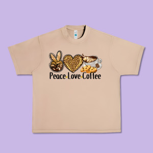 Peace Love Coffee Urban Heavy Tee Designed By Barkaloodesign