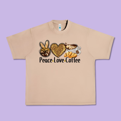 Peace Love Coffee Urban Heavy Tee Designed By Barkaloodesign