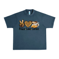 Midnight Navy peace love coffee Urban Heavy Tee - BarkalooDesign