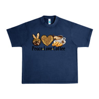 Navy peace love coffee Urban Heavy Tee - BarkalooDesign