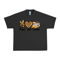 Pigment Black peace love coffee Urban Heavy Tee - BarkalooDesign