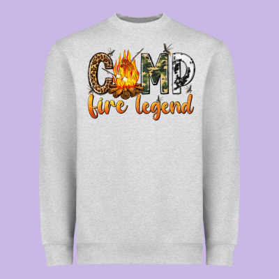 Heavyweight Sweatshirt camp fire legend with fire