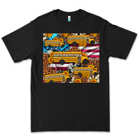 School Bus American Flag Sunflower Cowhide Leopard Premium Tee | Teevron