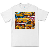 White school bus American flag sunflower cowhide leopard Premium Tee - Artiststas