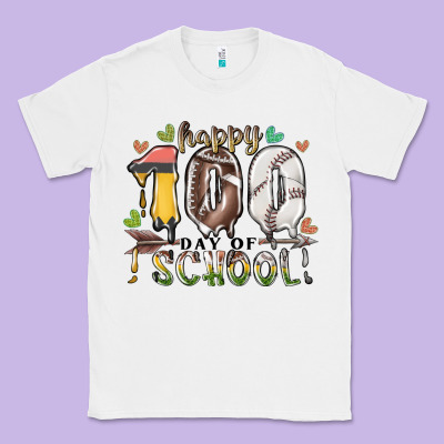 Happy 100 Day Of School American Football Baseball Classic Tee Designed By Racoondesign