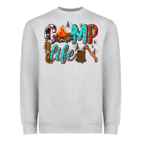 Heather Grey camp life Heavyweight Sweatshirt - texasbilliewilder