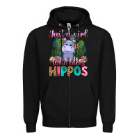 Black just a girl who loves hippos Zipper Hoodie - Artiststas