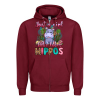 Burgundy just a girl who loves hippos Zipper Hoodie - Artiststas