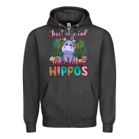 Charcoal Heather just a girl who loves hippos Zipper Hoodie - Artiststas