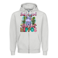 Dove Grey just a girl who loves hippos Zipper Hoodie - Artiststas