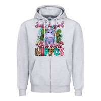 Heather Grey just a girl who loves hippos Zipper Hoodie - Artiststas