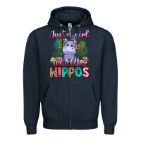 Navy just a girl who loves hippos Zipper Hoodie - Artiststas