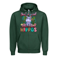 Sports Green just a girl who loves hippos Zipper Hoodie - Artiststas