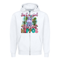 White just a girl who loves hippos Zipper Hoodie - Artiststas