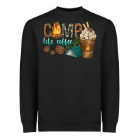 Black camp life coffee with coffee cup Heavyweight Sweatshirt - texasbilliewilder