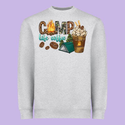 Heavyweight Sweatshirt camp life coffee with coffee cup
