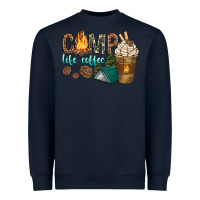 Navy camp life coffee with coffee cup Heavyweight Sweatshirt - texasbilliewilder