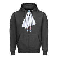 Charcoal Heather cute ghost Zipper Hoodie - BundleAndBundleShop