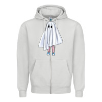 Dove Grey cute ghost Zipper Hoodie - BundleAndBundleShop