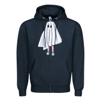 Navy cute ghost Zipper Hoodie - BundleAndBundleShop
