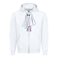 White cute ghost Zipper Hoodie - BundleAndBundleShop