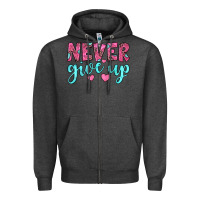 Charcoal Heather never give up Zipper Hoodie - JahusDesignShop