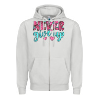 Dove Grey never give up Zipper Hoodie - JahusDesignShop