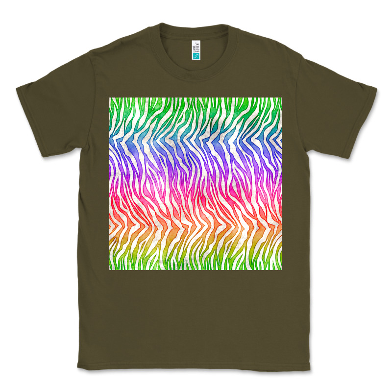 Watercolor Rainbow Tiger Seamless Pattern Classic Tee by BundleAndBundleShop | Teevron