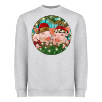 Heather Grey Christmas Pigs Heavyweight Sweatshirt - RanaPortraitStore