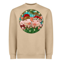 Mushroom Christmas Pigs Heavyweight Sweatshirt - RanaPortraitStore