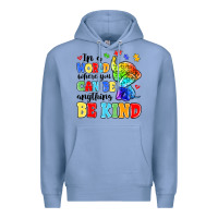 Colony Blue in a world where you can be anything be kind Premium Hoodie - MaliasSmallBusiness