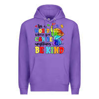 Purple in a world where you can be anything be kind Premium Hoodie - MaliasSmallBusiness