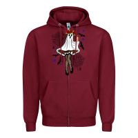 Burgundy freak ghost halloween Zipper Hoodie - BundleAndBundleShop