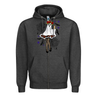 Charcoal Heather freak ghost halloween Zipper Hoodie - BundleAndBundleShop