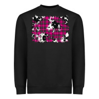 Black Pink Christmas Plaid Cowhide Pattern Background Heavyweight Sweatshirt - RanaPortraitStore