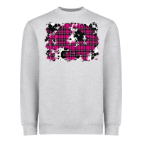 Heather Grey Pink Christmas Plaid Cowhide Pattern Background Heavyweight Sweatshirt - RanaPortraitStore