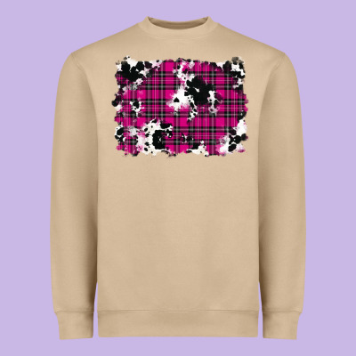 Heavyweight Sweatshirt Pink Christmas Plaid Cowhide Pattern Background